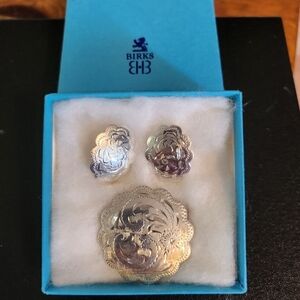 Birks Vintage Brooch and stud earrings